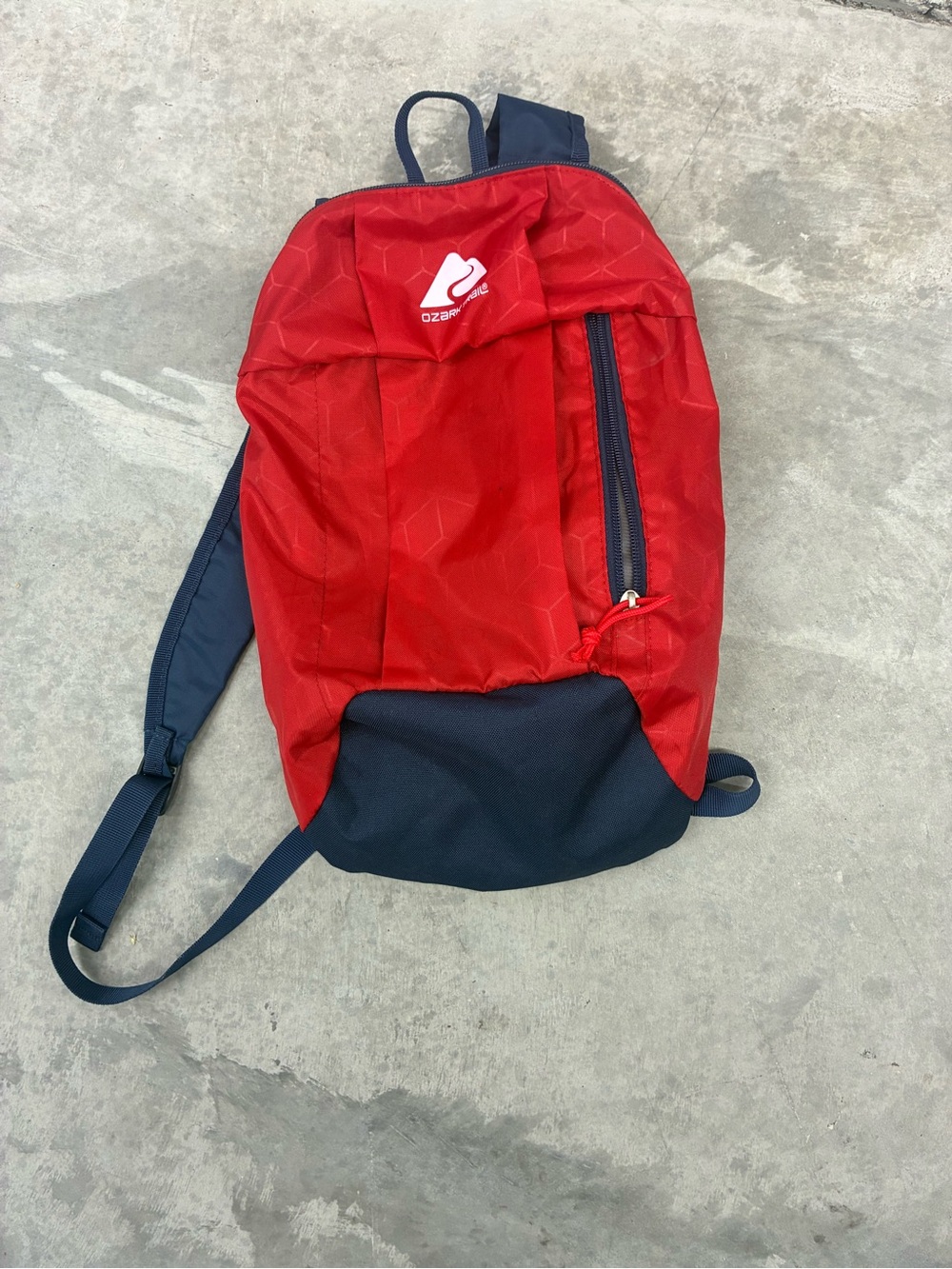Ozark Trail Red and Navy Lightweight Backpack with Front Zip Pocket